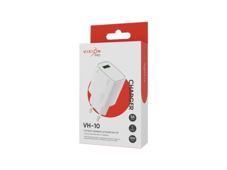 СЗУ VIXION PRO VH-10 (1-USB 22,5W) 5A max (белый)