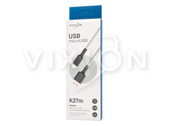 Кабель USB VIXION (K27m) microUSB (1м) (белый)