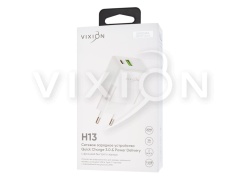 СЗУ VIXION Special Edition H13 (1-USB 3A/1-Type-C Power Delivery) 20W (белый)