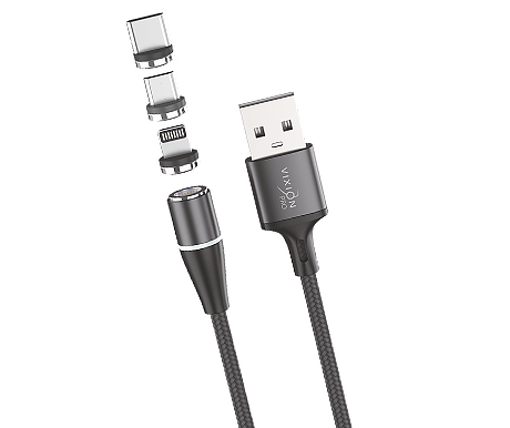 Кабель USB VIXION PRO (VX-30) Lightning/Micro/Type-C (1м) магнитный (черный)