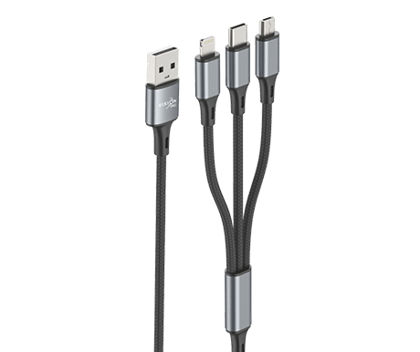 Кабель USB VIXION PRO (VX-11) Lightning/micro/type-c (1.2м) (серый)