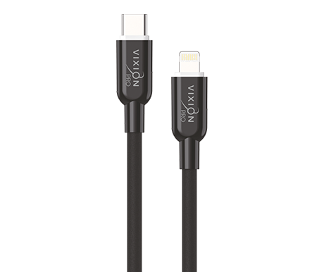 Кабель Type-C VIXION PRO (VX-28i) Lightning 20W силиконовый (1м) (черный)