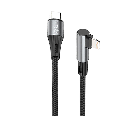 Кабель Type-C VIXION PRO (VX-16i) Lightning 8 pin 20W угловой (1м) (серый)
