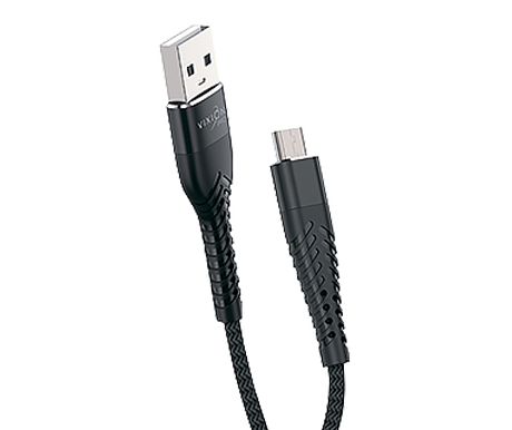 Кабель USB VIXION PRO (VX-26m) MicroUSB текстильный (1м) (черный)