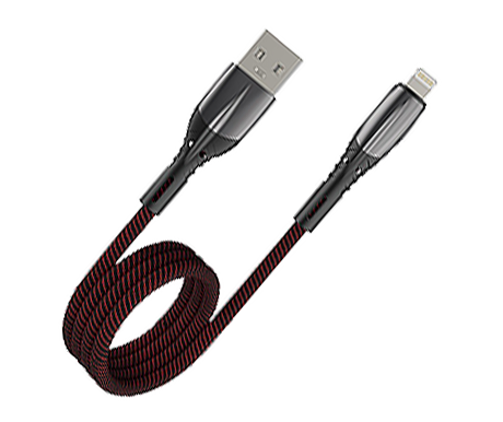 Кабель USB VIXION PRO (VX-09i) для iPhone Lightning 8 pin Ceramic (1м) (черно/красный)