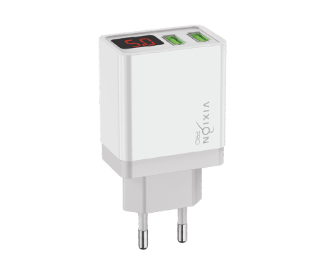 СЗУ VIXION PRO VH-12 (2-USB/3.1A) с дисплеем (белый)