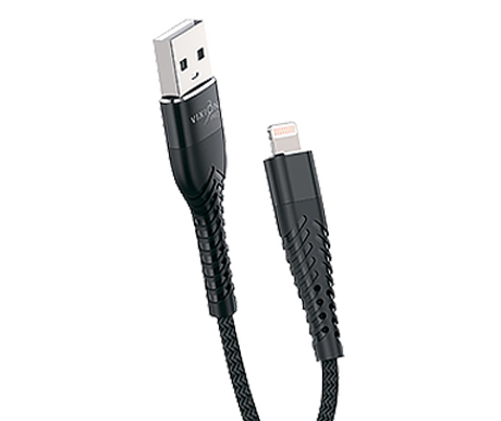 Кабель USB VIXION PRO (VX-26i) для iPhone Lightning 8 pin текстильный (1м) (черный)