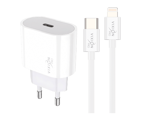 СЗУ VIXION PRO VH-28i (1-Type-C Power Delivery) 20W + Lightning кабель (1м) (белый)