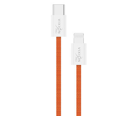 Кабель Type-C VIXION PRO (VX-06i) Lightning 8 pin 20W текстильный (1м) (оранжевый)