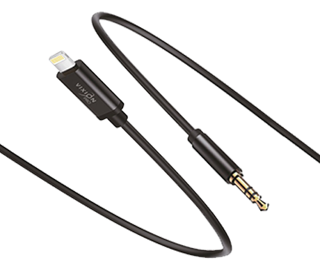 Кабель AUX VIXION PRO (VX-10i) Jack 3,5 (M) - Lightning (1м) (черный)