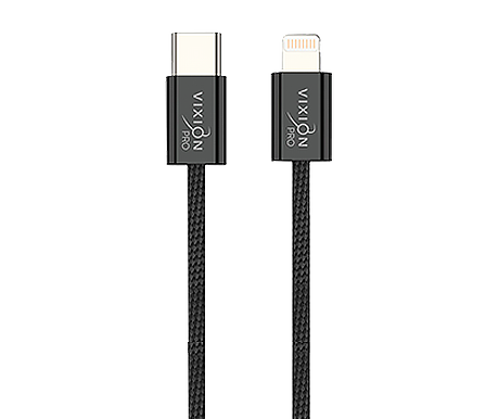 Кабель Type-C VIXION PRO (VX-06i) Lightning 8 pin 20W текстильный (1м) (черный)