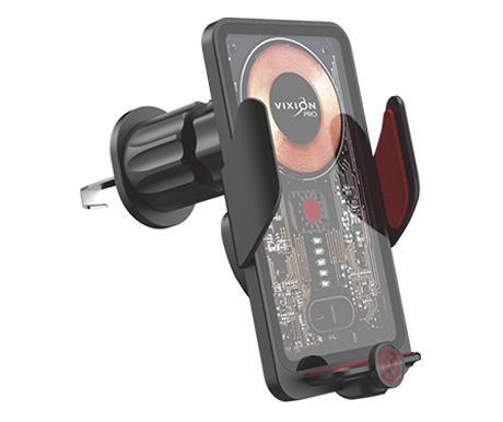 Автодержатель VIXION PRO VU-30 раздвижной с беспроводным зарядом 15W (черный)