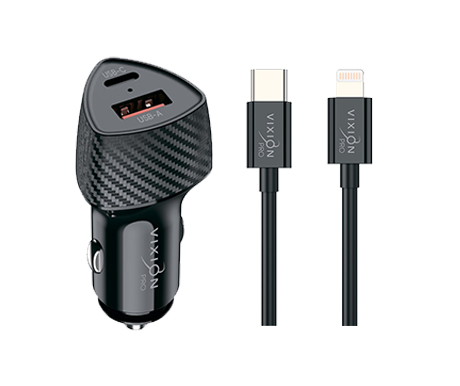 АЗУ VIXION PRO VU-14i (1-USB 3,4A/1-Type-C PD 20W) 20W max + Lightning кабель (1м) (черный)