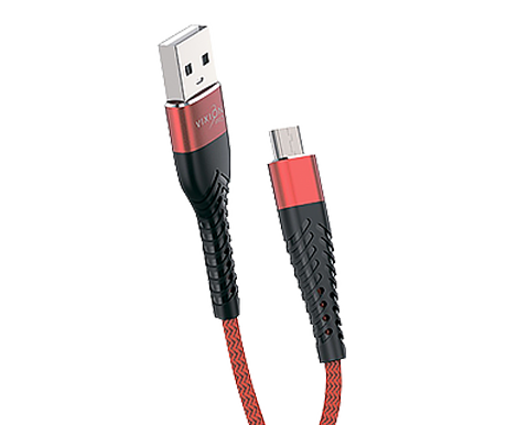 Кабель USB VIXION PRO (VX-26m) MicroUSB текстильный (1м) (красный)