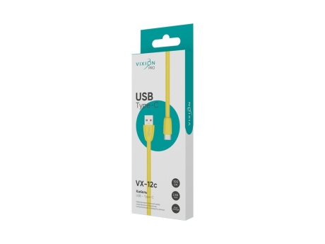 Кабель USB VIXION PRO (VX-12c) Type-C силиконовый (1м) (желтый)