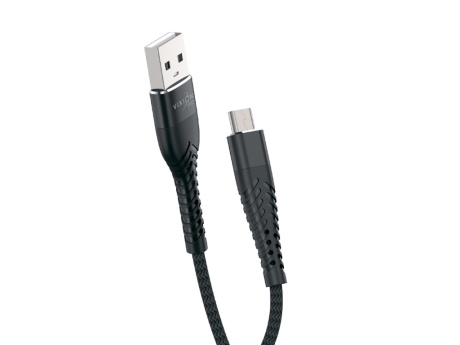 Кабель USB VIXION PRO (VX-26m) MicroUSB текстильный (1м) (черный)