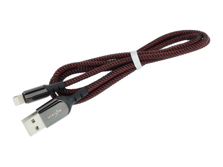 Кабель USB VIXION (K9i Ceramic) для iPhone Lightning 8 pin (1м) (черно/красный)
