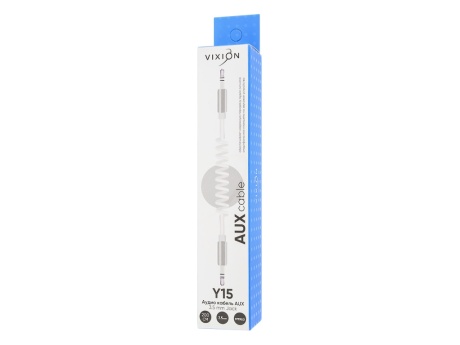 Кабель AUX VIXION (Y-15) 2 x Jack 3,5 (M) спираль (2м) (белый)