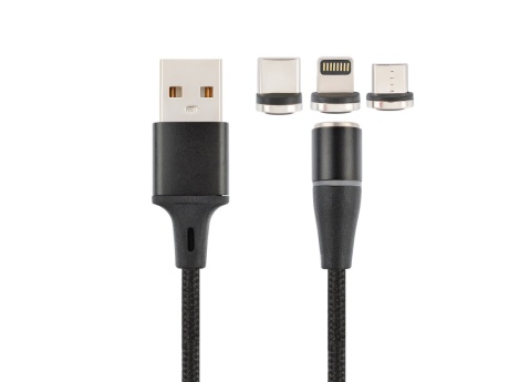 Кабель USB VIXION (K30) Lightning/micro/type-c (1м) магнитный (черный)