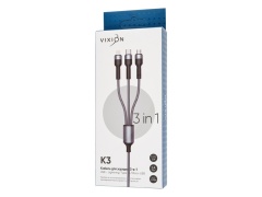 Кабель USB VIXION (K3) Lightning/micro/type-c (1.2м) (черный)