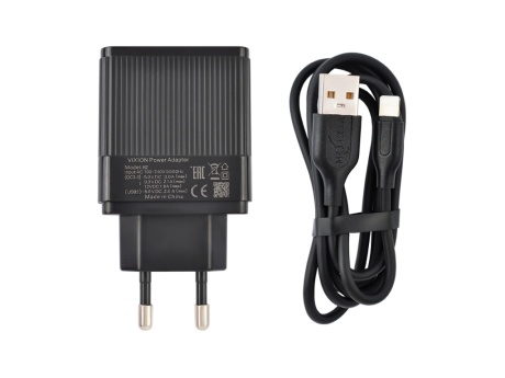 СЗУ VIXION H2i (1-USB QC 3.0/2-USB 2.4A) + Lightning кабель 1м (черный)
