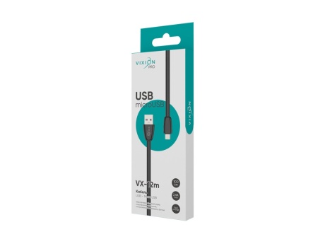 Кабель USB VIXION PRO (VX-12m) microUSB силиконовый (1м) (черный)