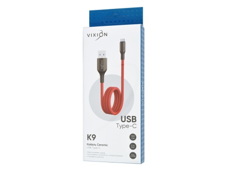 Кабель USB VIXION (K9 Ceramic) Type-C (1м) (красный)
