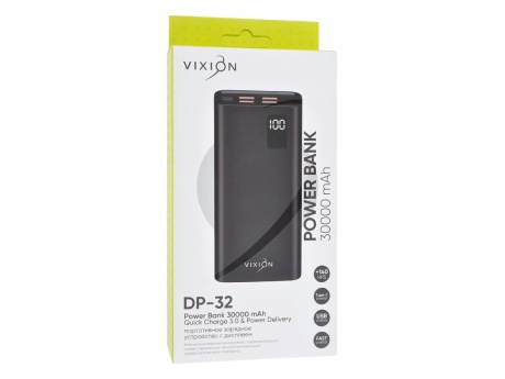 Портативное зарядное устройство (Power Bank) VIXION DP-32 30000mAh QC 3.0 + PD (черный)