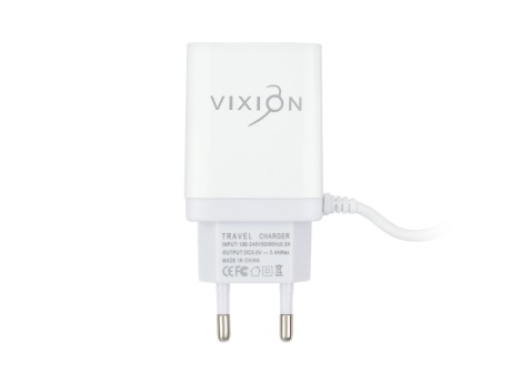 СЗУ VIXION L8 micro USB (2-USB/2.4A) 1.2м (белый)