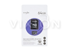 Карта памяти MicroSD 64GB VIXION Class 10 с SD адаптером
