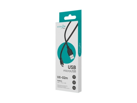 Кабель USB VIXION PRO (VX-02m) microUSB (1м) (черный)