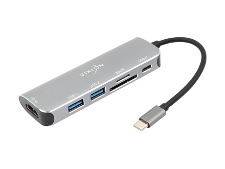 Разветвитель VIXION (AD58) Type-C - 2USB/HDMI/SD/TF/USB-C (серый)