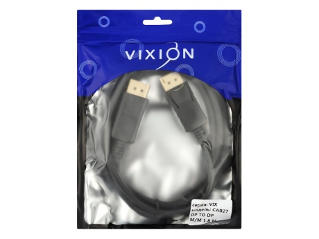 Кабель VIXION CAB27 DISPLAYPORT (M) - DISPLAYPORT (M) 1.8m (черный)