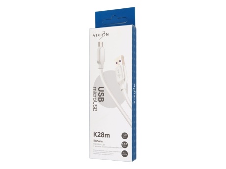 Кабель USB VIXION (K28m) 3,5A microUSB (1м) (белый)