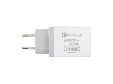 СЗУ VIXION H3 (1-USB) Quick Charger 3.0 (2-USB/2.1A) (белый)