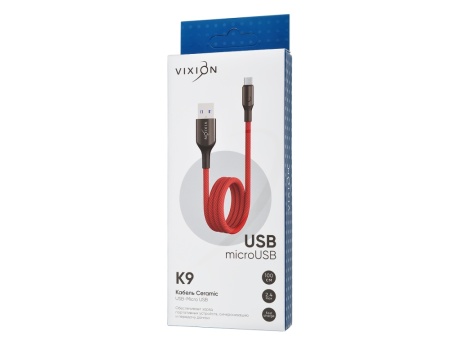 Кабель USB VIXION (K9 Ceramic) microUSB (1м) (красный)