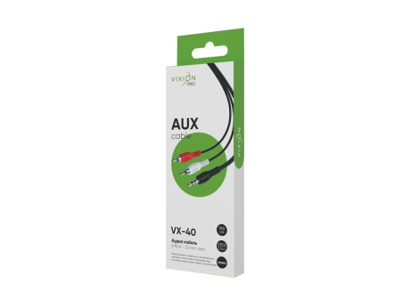 Кабель AUX VIXION PRO (VX-40) 2RCA (M) - Jack 3,5 (M) (1.5м) (черный)