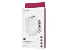 СЗУ VIXION H2i (1-USB QC 3.0/2-USB 2.4A) + Lightning кабель 1м (белый)