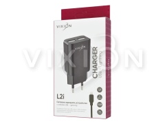 СЗУ VIXION L2i (2-USB/1.2A) + Lightning кабель 1м (черный)