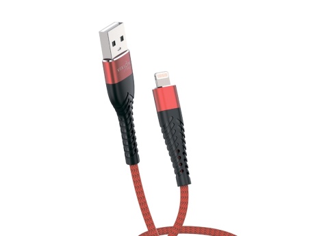 Кабель USB VIXION PRO (VX-26i) для iPhone Lightning 8 pin текстильный (1м) (красный)