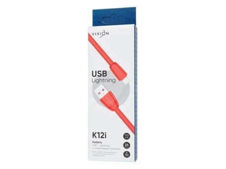 Кабель USB VIXION (K12i) для iPhone Lightning 8 pin (1м) силиконовый (красный)
