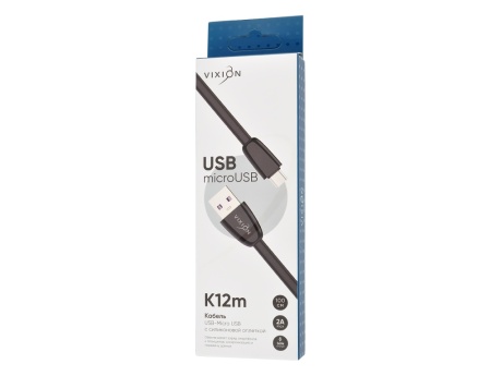 Кабель USB VIXION (K12m) microUSB (1м) силиконовый (черный)