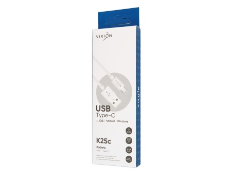 Кабель USB VIXION (K25c) Type-C (1.2м) (белый)