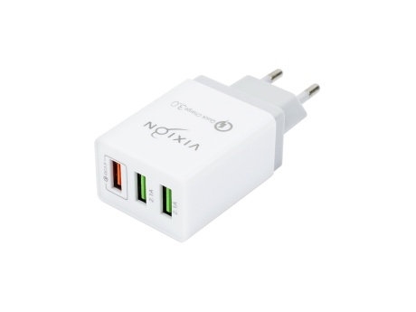 СЗУ VIXION H3 (1-USB) Quick Charger 3.0 (2-USB/2.1A) (белый)