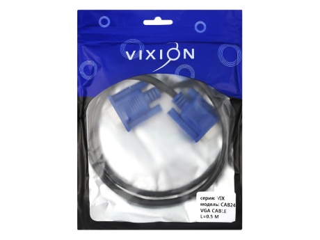 Кабель VIXION CAB24 VGA (M) - VGA (M) 0.5m (черный)