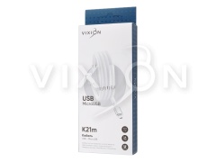 Кабель USB VIXION (K21m) самосворачиваемый microUSB (1м) (белый)