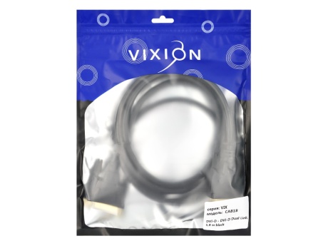 Кабель VIXION CAB18 DVI-D - DVI-D Dual Link, 1,8 м (черный)