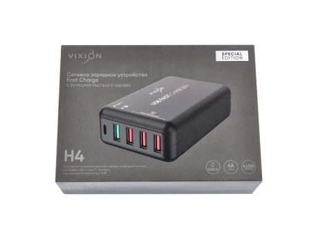 СЗУ VIXION Special Edition H4 Quick Charger 30W 4USB + 1 Type-C (черный)