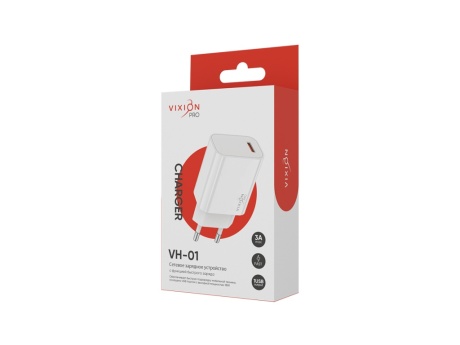 СЗУ VIXION PRO VH-01 (1-USB/3A) Quick Charger 3.0 18W (белый)