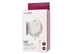 СЗУ VIXION L4i (1-USB/1A) + Lightning кабель 1м (белый)